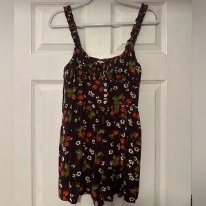 Vintage Urban outfitters dark purple floral fruit romper